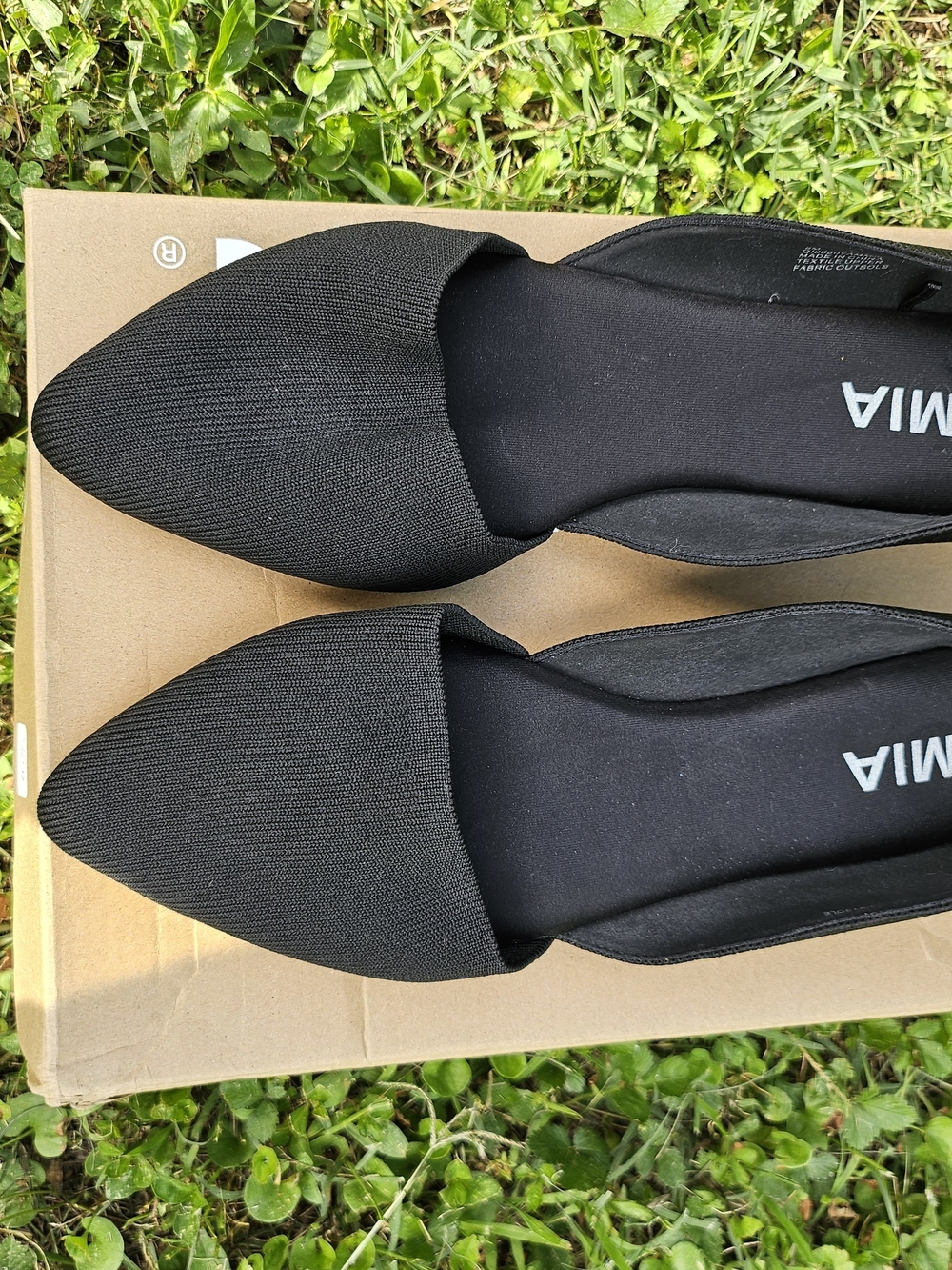 MIA Black Pointed Knit D'Orsay Flats
